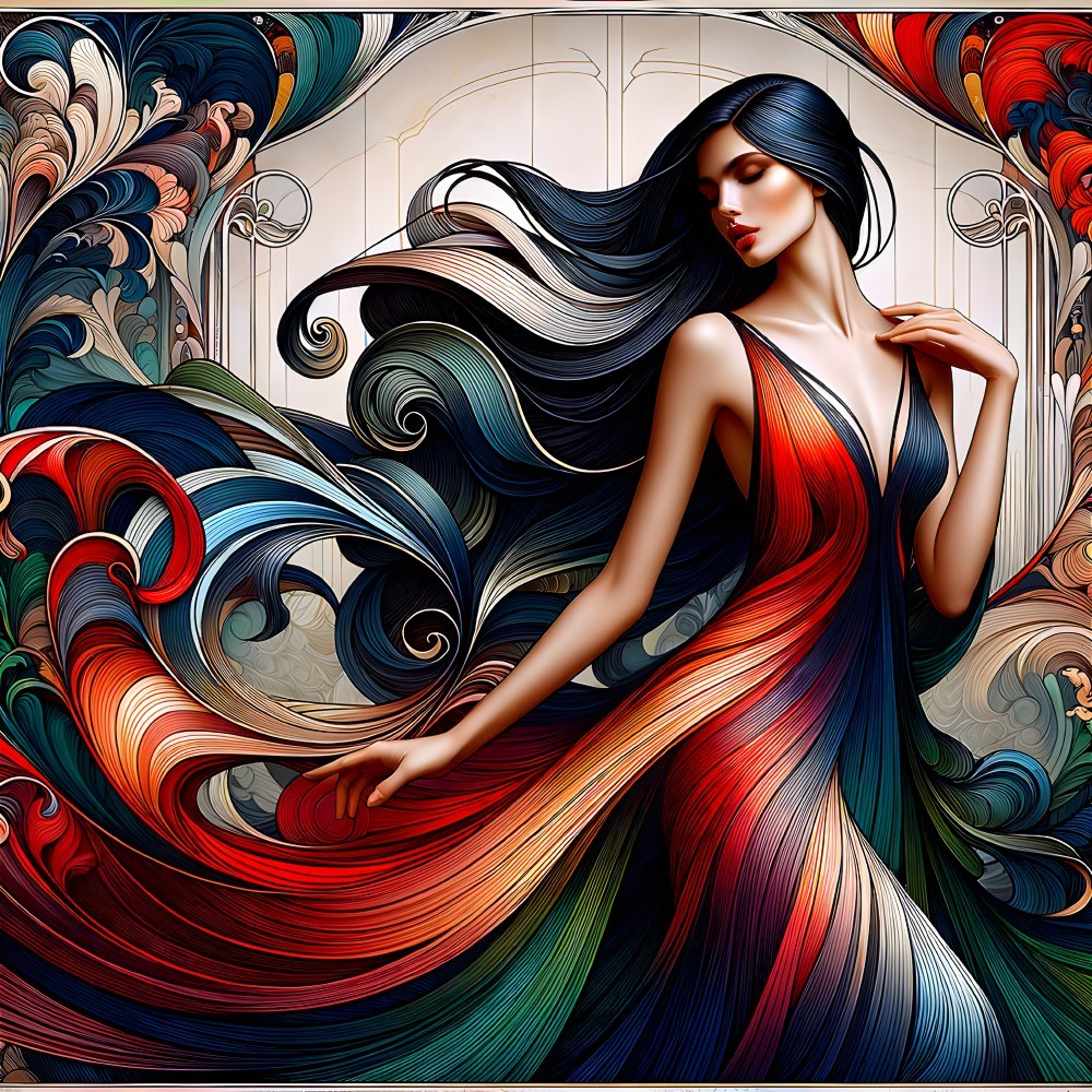 Graceful Figure with Vibrant Colorful Backdrop
