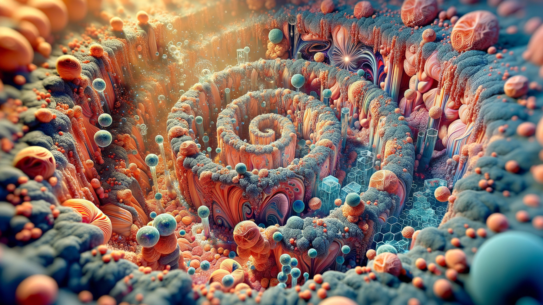 Abstract Landscape with Spiraling Textures and Colors
