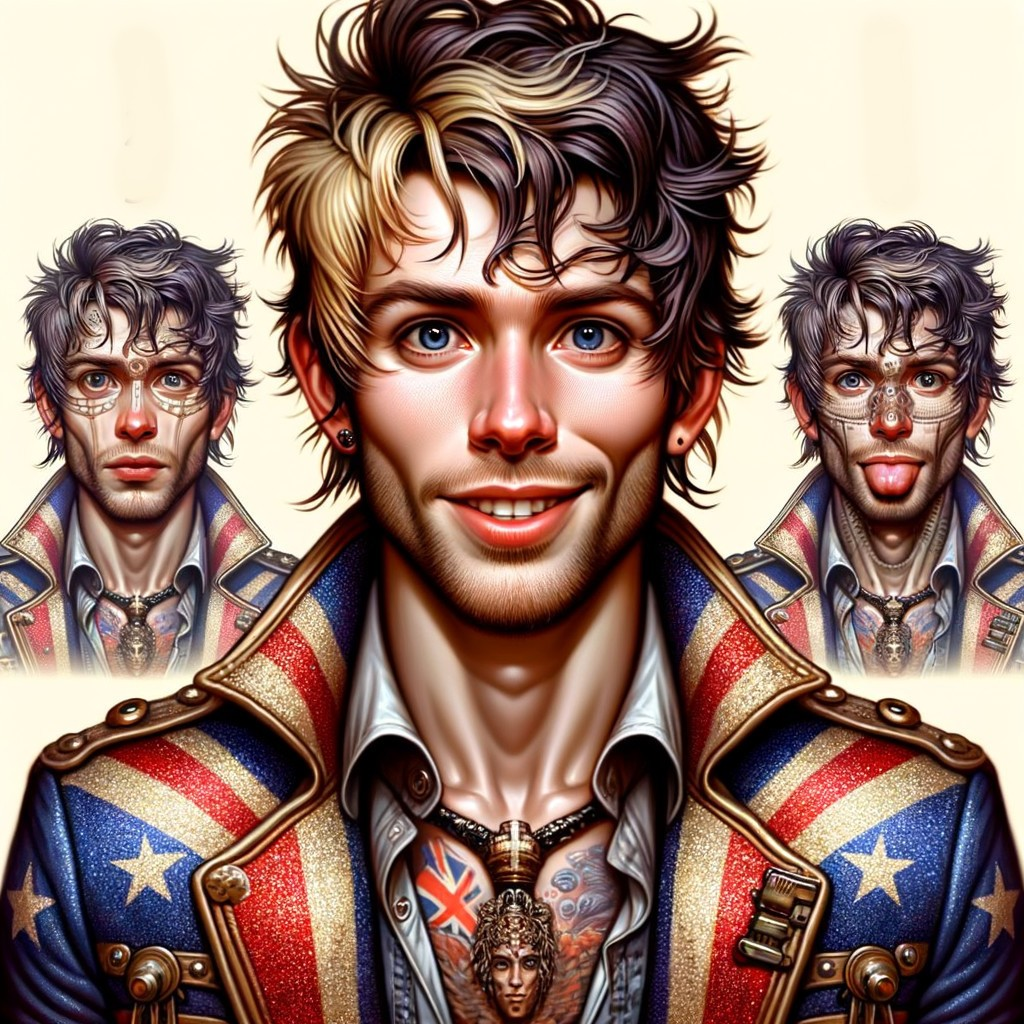 Stylized Male Character with Expressive Features and Attire