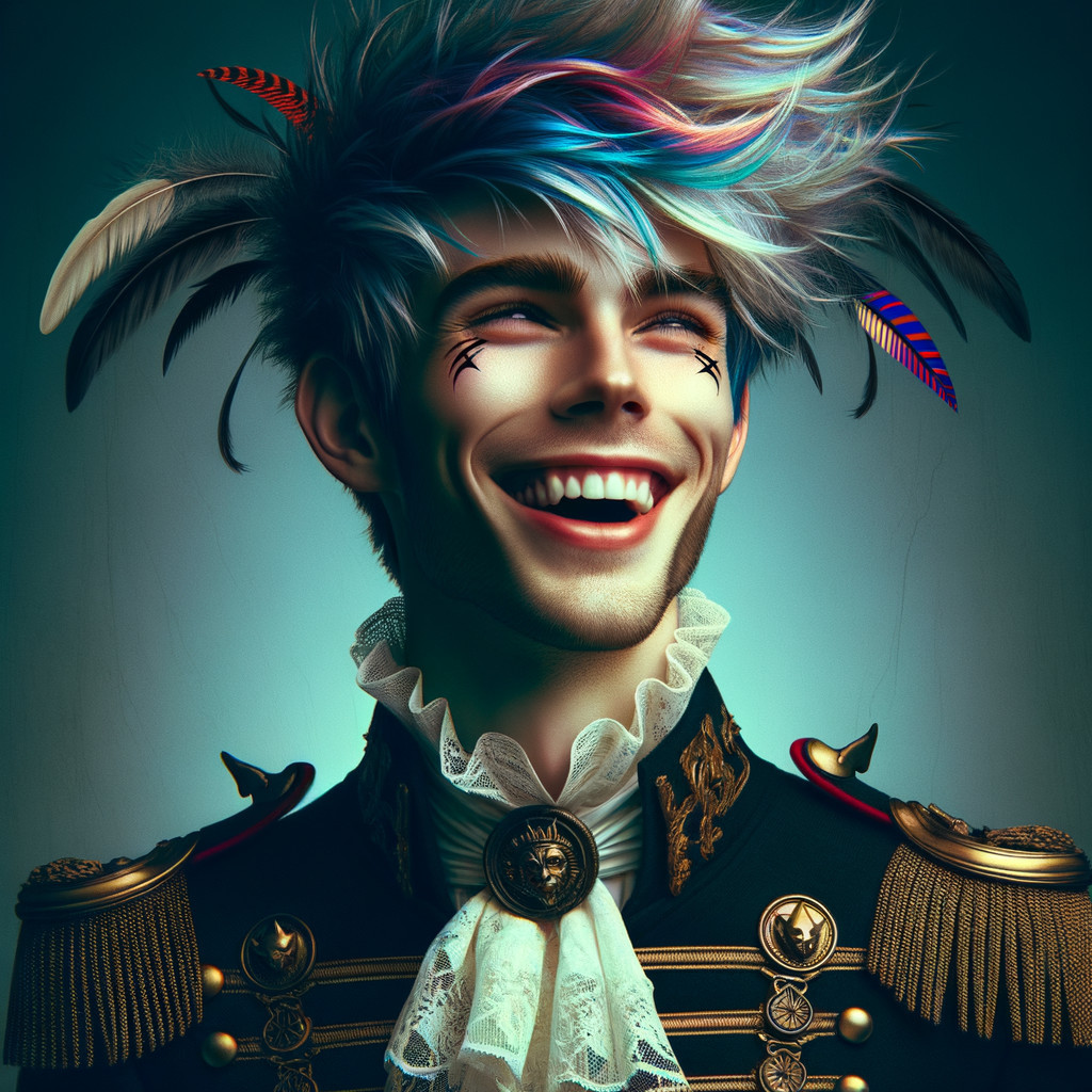 Colorful Hair and Whimsical Military-Style Jacket