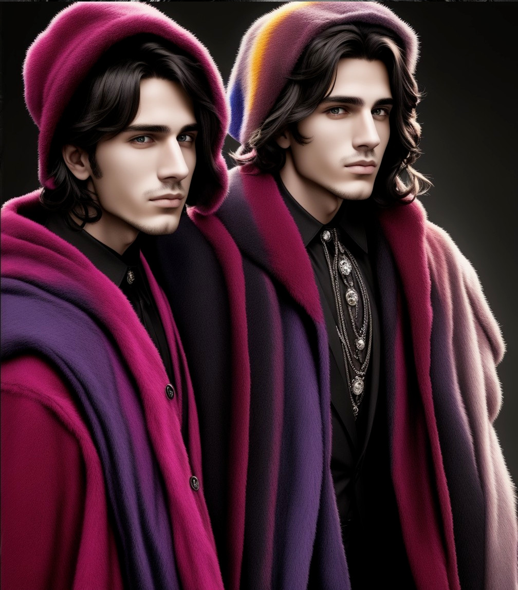 Stylish Individuals in Luxurious Purple and Pink Outerwear