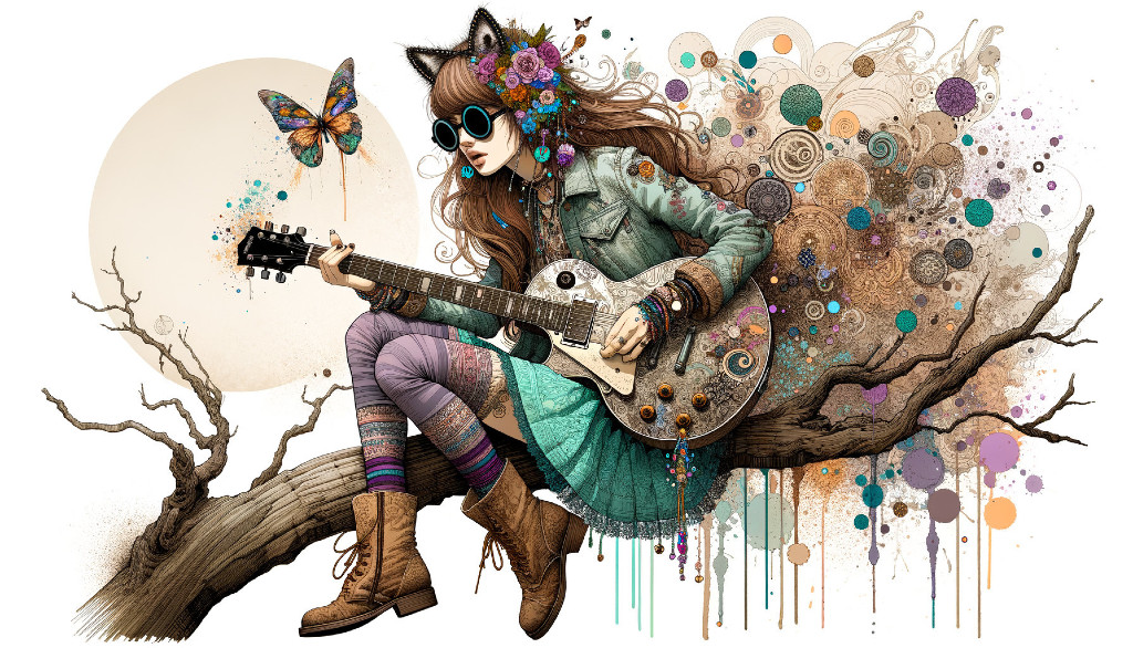 Whimsical Guitar Girl