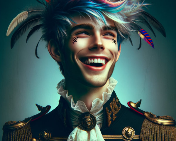 Colorful Hair and Whimsical Military-Style Jacket