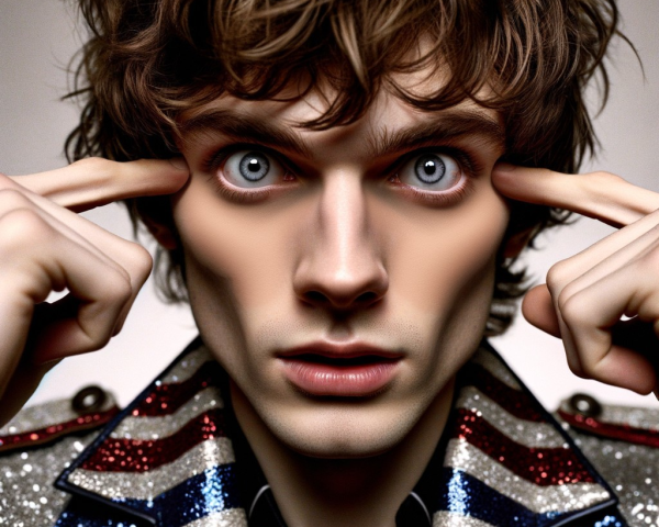 Portrait of a Young Male Model in Sequined Jacket