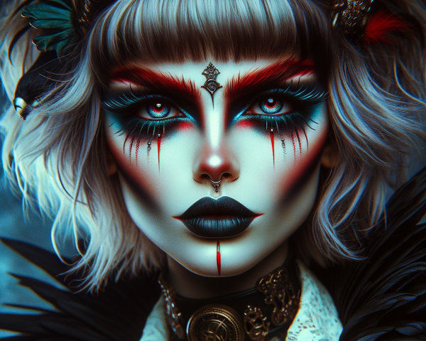 Portrait with Bold Makeup and Intricate Designs