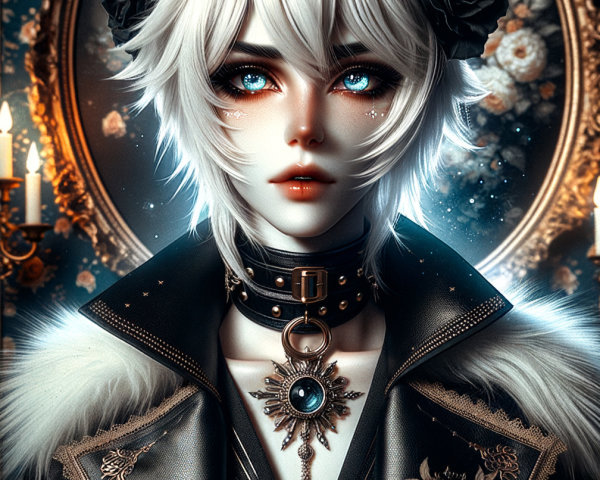 Fantasy Character with Silver Hair and Cat Ears