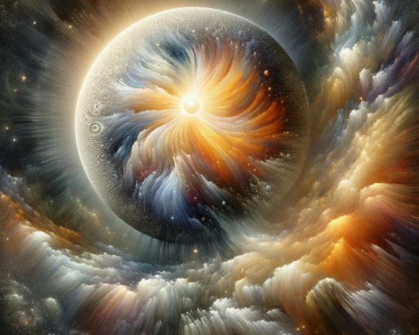 Vibrant Cosmic Scene with Swirling Planet and Stars