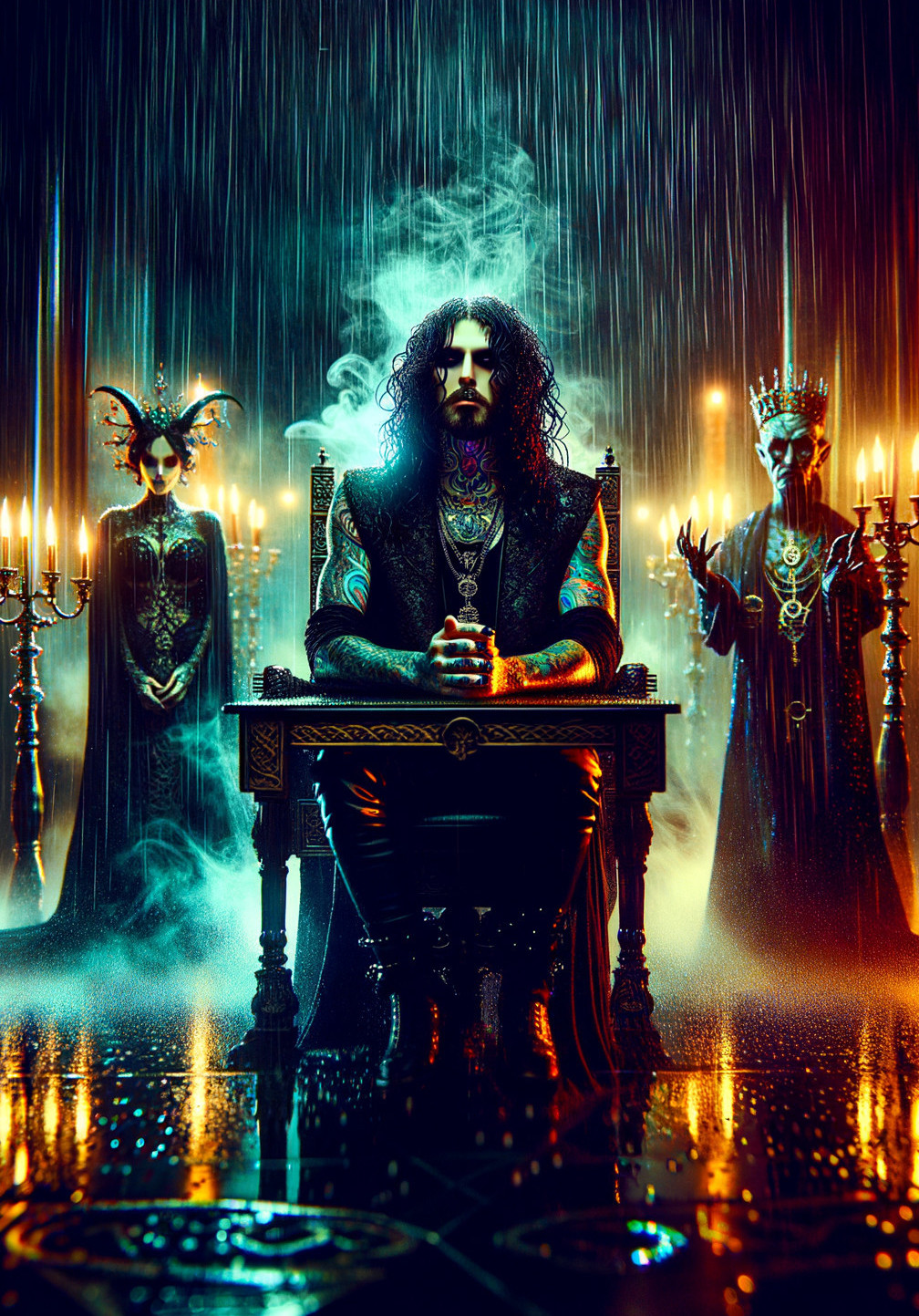 Mystical Gathering at a Candlelit Grand Table