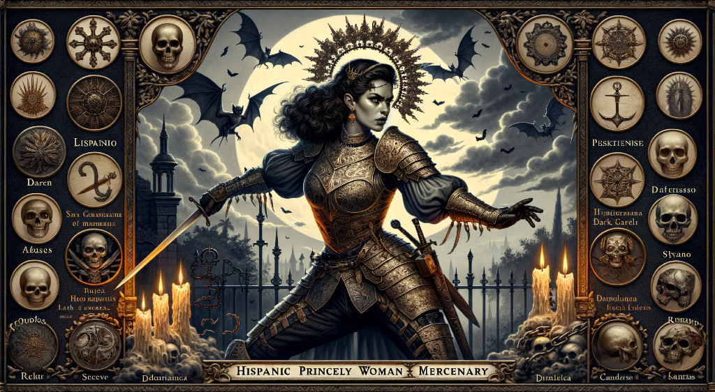 Hispanic Female Mercenary in Gothic Armor with Sword