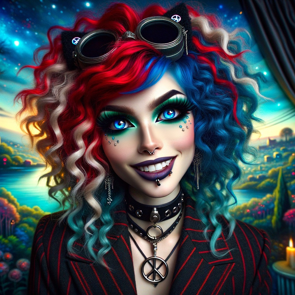Vibrant Portrait of a Young Woman with Colorful Hair