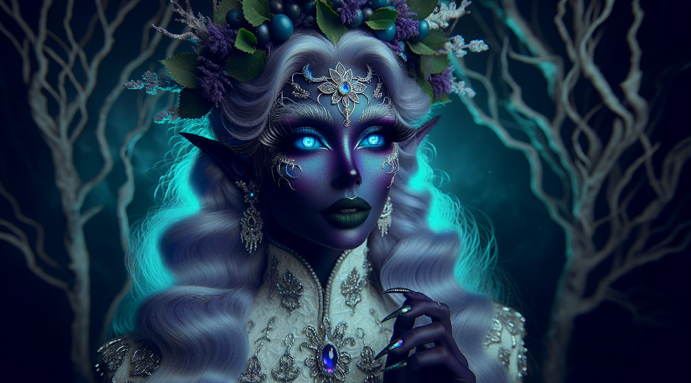 Mystical Figure in Dark Enchanted Forest Scene
