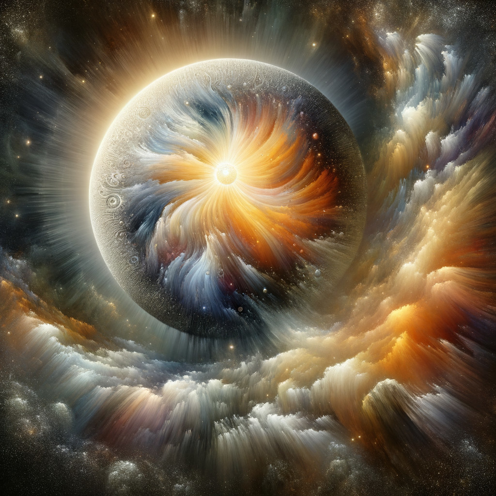 Vibrant Cosmic Scene with Swirling Planet and Stars