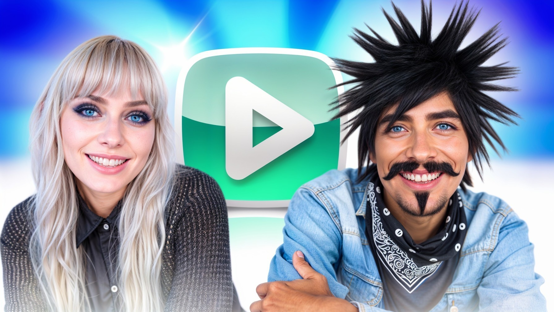 Cheerful Young Woman and Playful Young Man Portrait