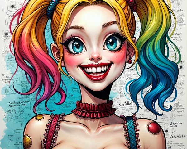Vibrant Cartoon Character with Playful Expression