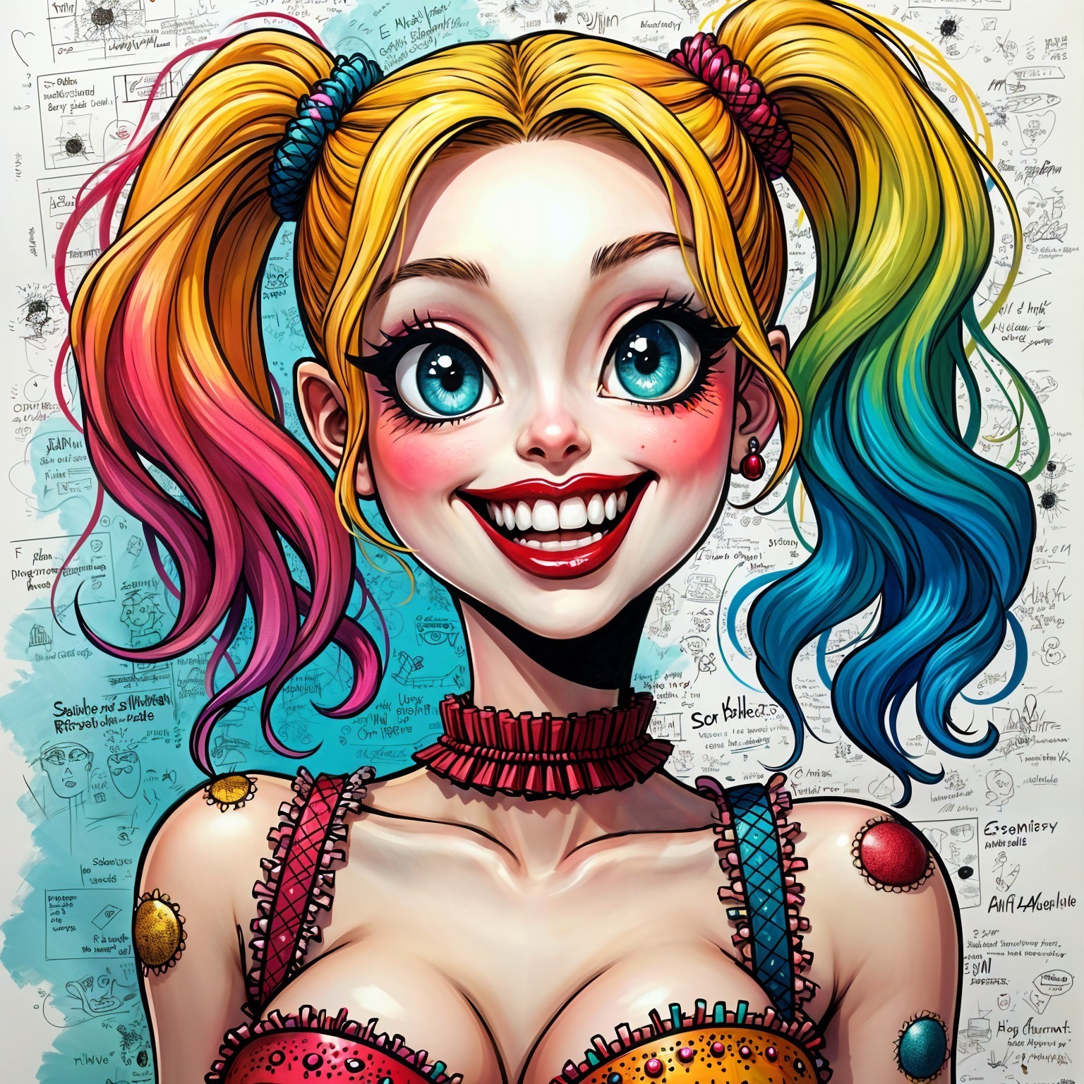 Vibrant Cartoon Character with Playful Expression