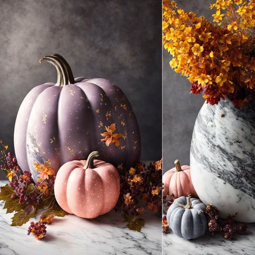 Autumn Centerpiece with Pastel Pumpkins and Flowers