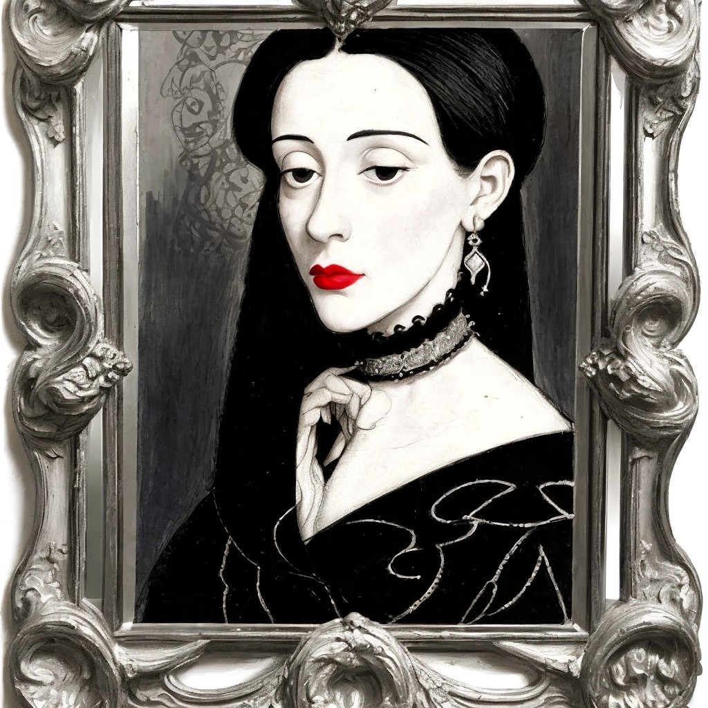 Stylized Portrait of a Woman in Elegant Attire