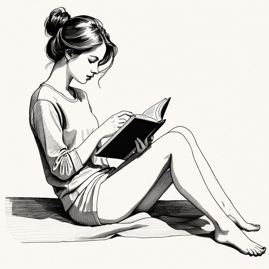 Young Woman Reading in Cozy Minimalist Setting
