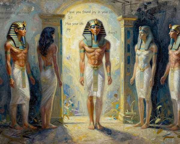 Impressionistic Oil Painting of Seven Ancient Egyptian Figures