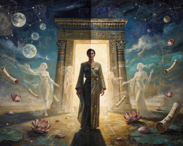 Neo-Classical Painting of Egyptian Temple Gateway