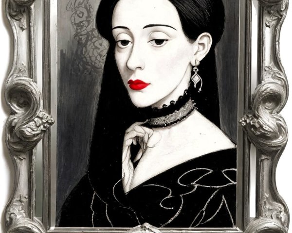 Stylized Portrait of a Woman in Elegant Attire