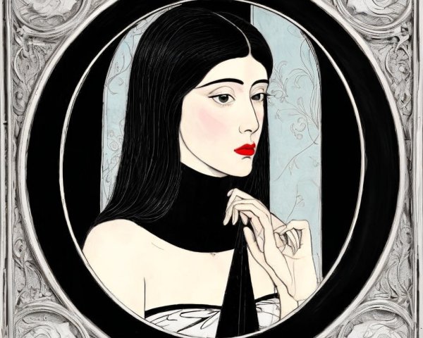 Elegant Portrait of a Woman in Ornate Design