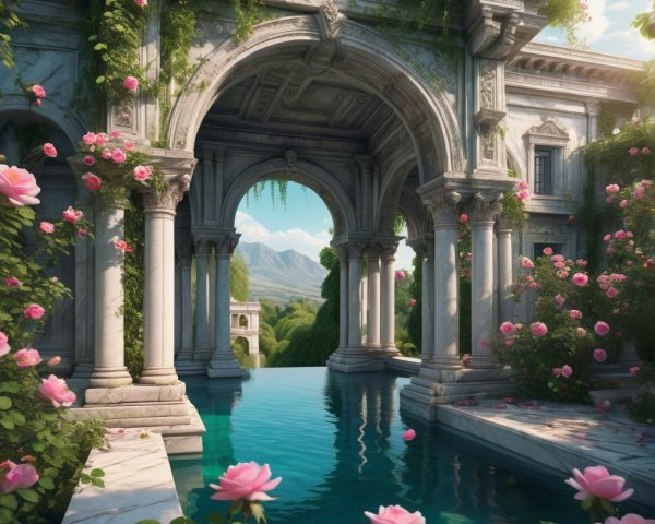 Ancient Stone Archway Surrounded by Lush Nature