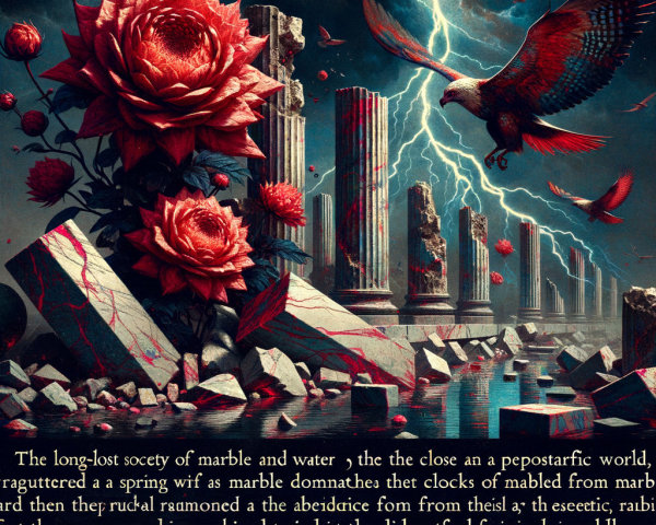 Surreal Landscape with Marble Pillars and Roses