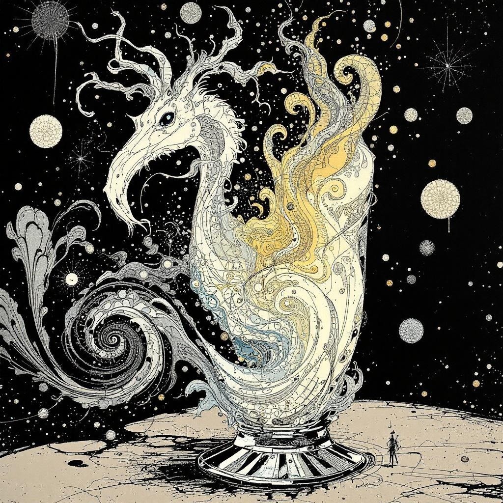 Surreal Phoenix Rising in a Cosmic Dreamscape