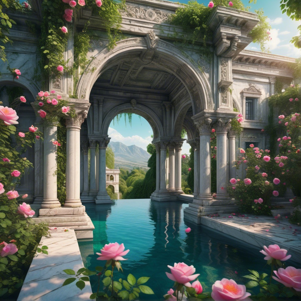 Ancient Stone Archway Surrounded by Lush Nature