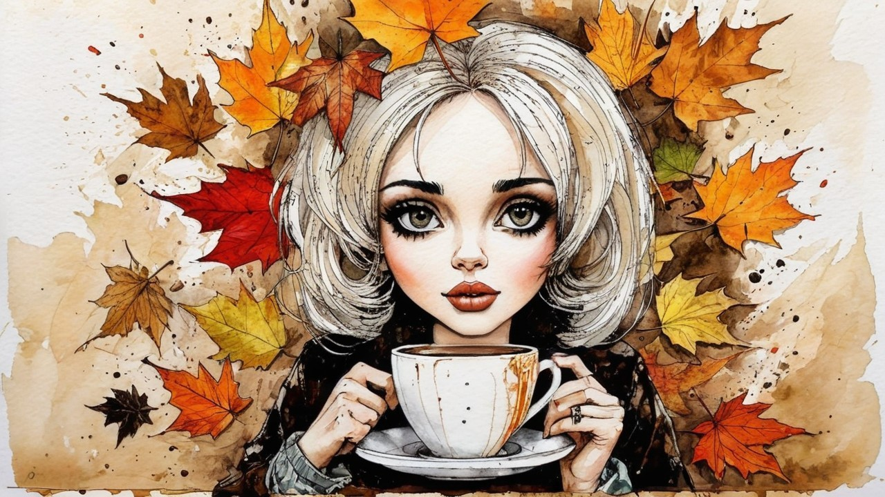 Portrait of a Young Woman in Autumn Leaves