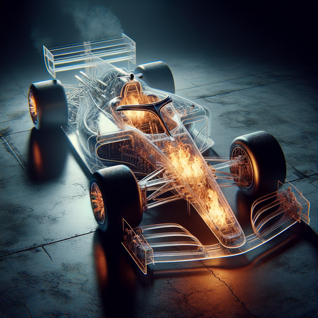 Transparent Formula 1 Car with Visible Components