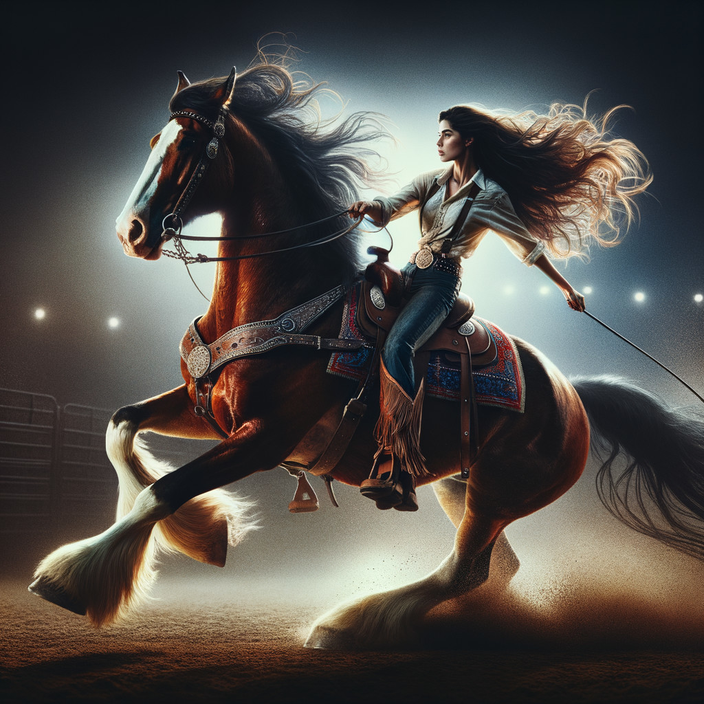 Skilled Rider and Majestic Horse in Dynamic Rodeo Scene