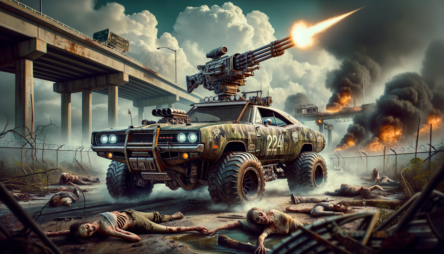Modified Muscle Car in Post-Apocalyptic Landscape