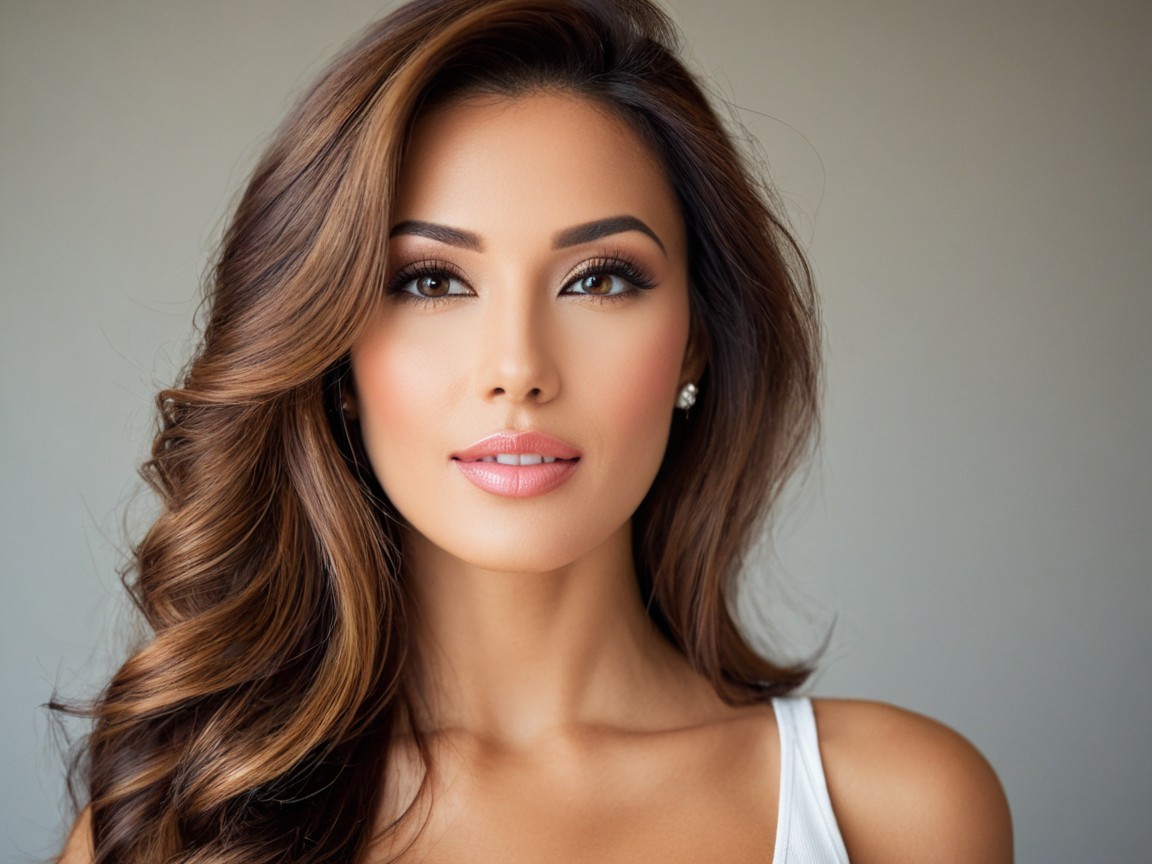 Woman with Long Brown Hair and Warm Smile