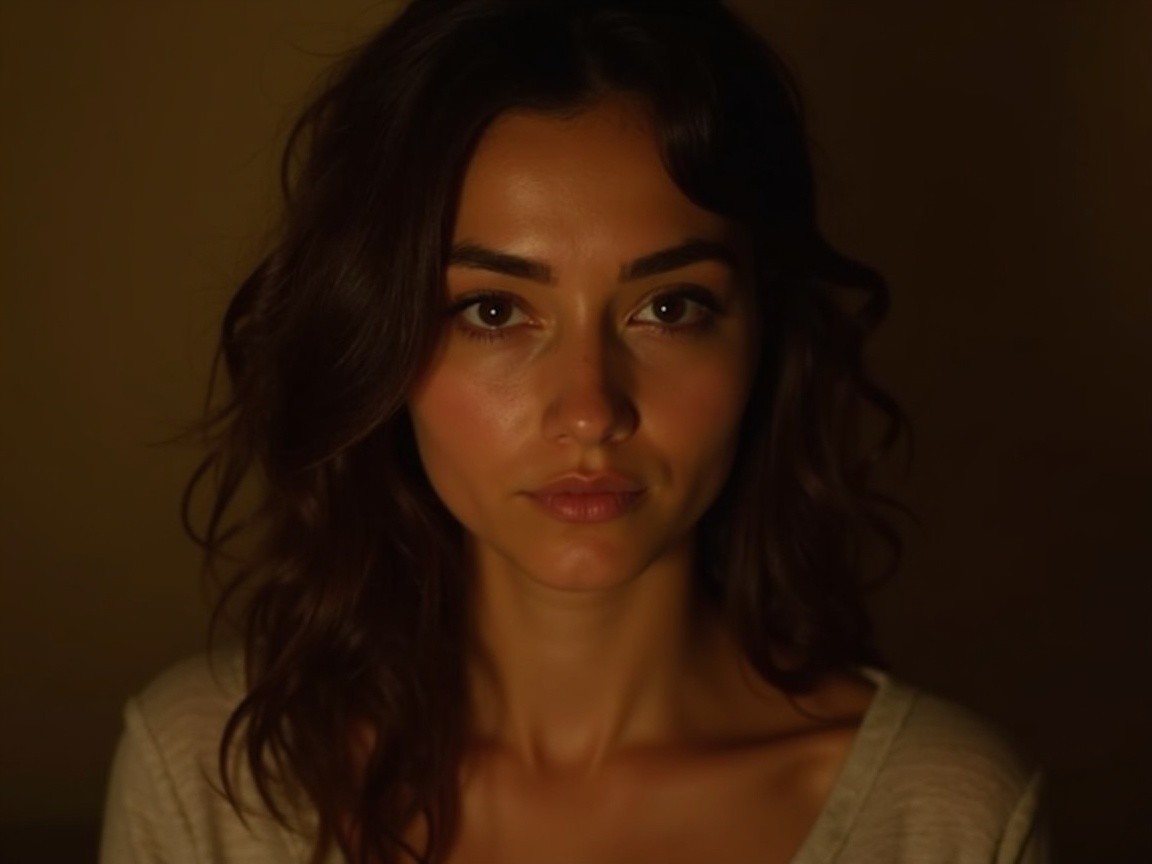 Close-up portrait of a young woman in soft light