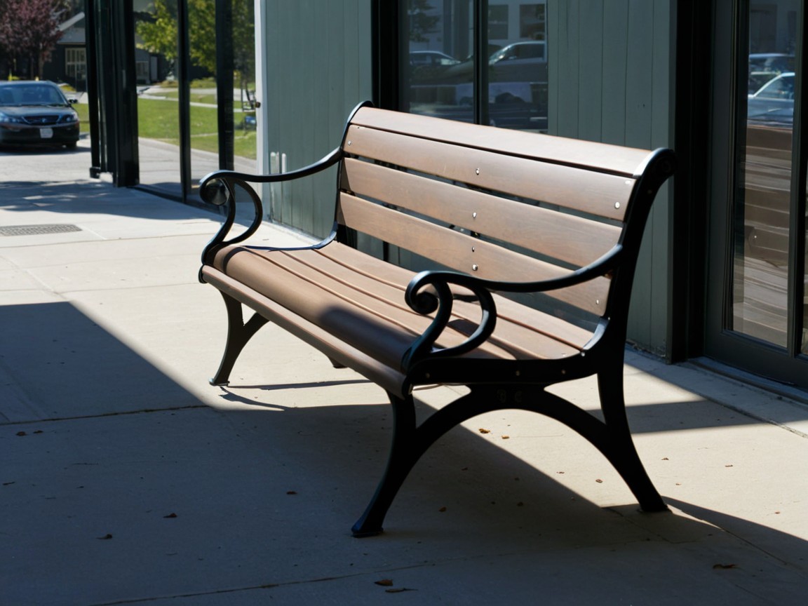 Stylish Wooden Bench with Black Metal Framing