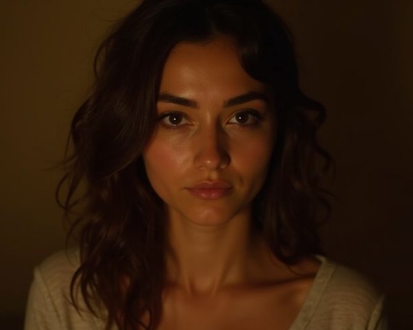 Close-up portrait of a young woman in soft light