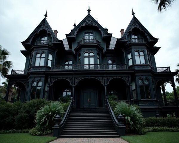 Gothic-style mansion with intricate design features