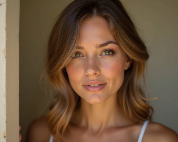 Close-up Portrait of a Young Woman with Green Eyes
