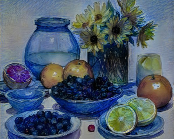 Vibrant Still Life of Fruits and Sunflowers in Bowls