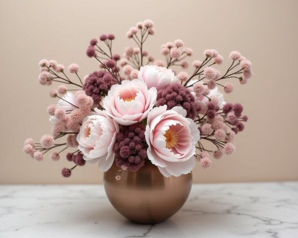 Elegant Floral Centerpiece with Peonies and Purple Blooms