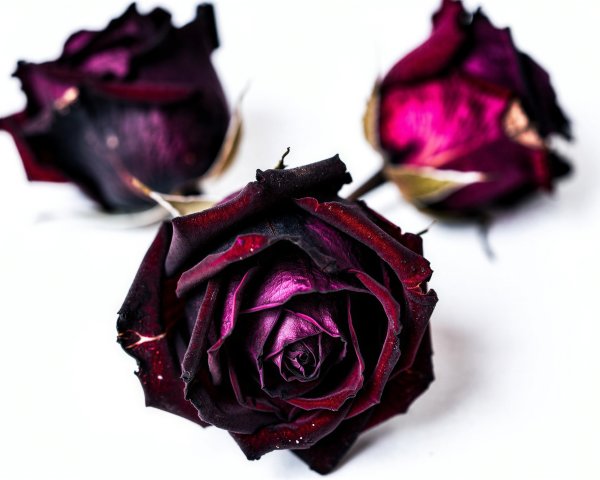 Macro Shot of Dark Purple-Red Dried Rosebuds
