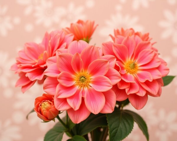 Vibrant Pink Dahlias in a Soft Floral Arrangement
