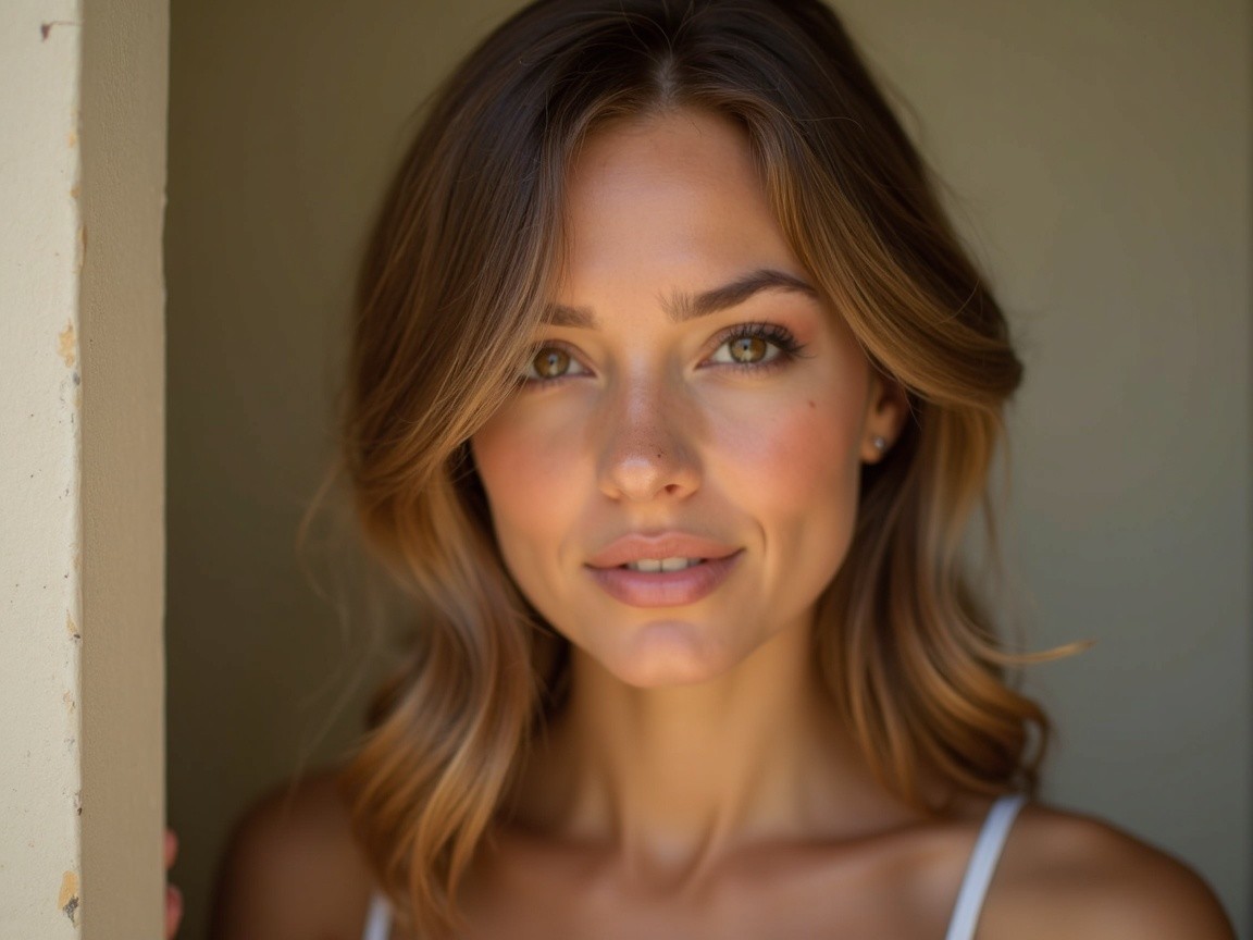Close-up Portrait of a Young Woman with Green Eyes