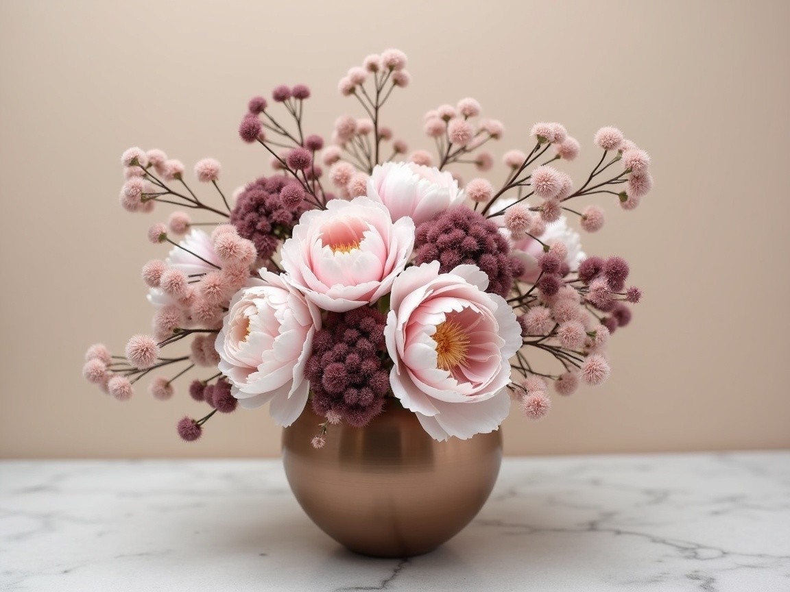 Elegant Floral Centerpiece with Peonies and Purple Blooms