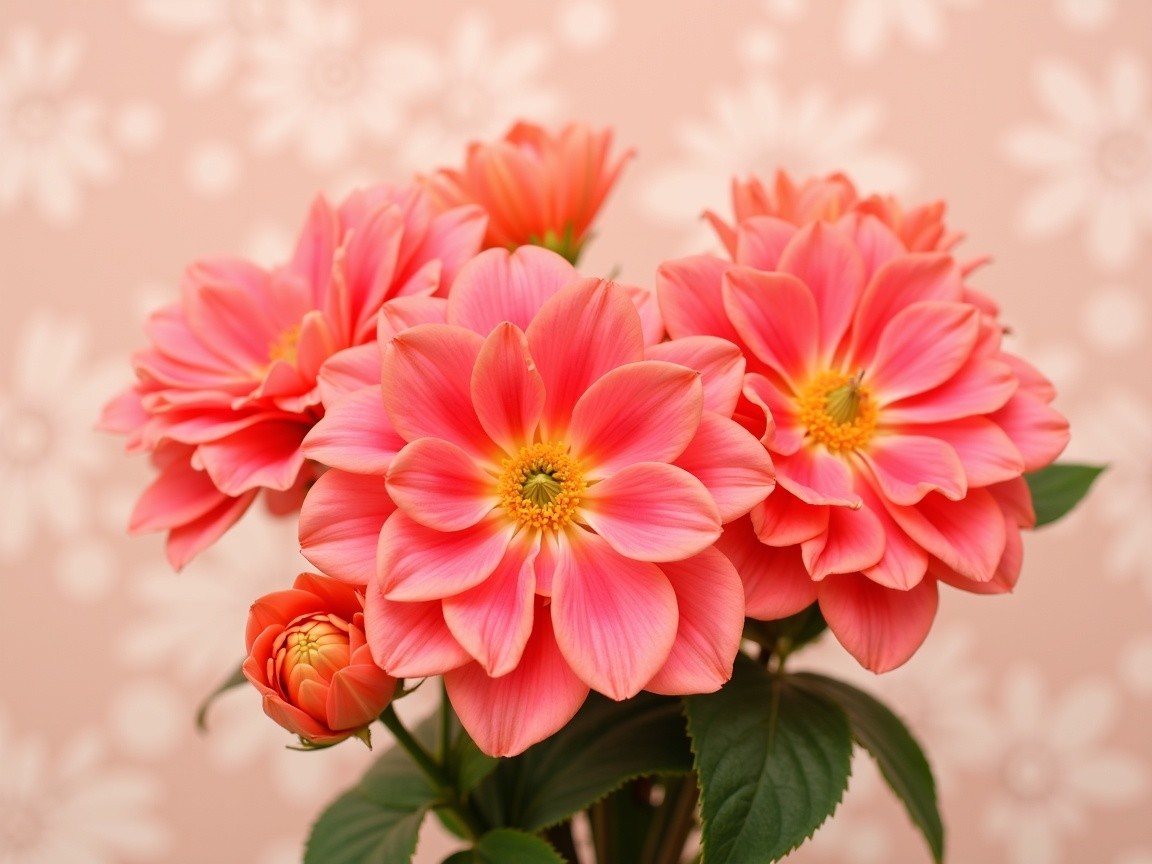 Vibrant Pink Dahlias in a Soft Floral Arrangement