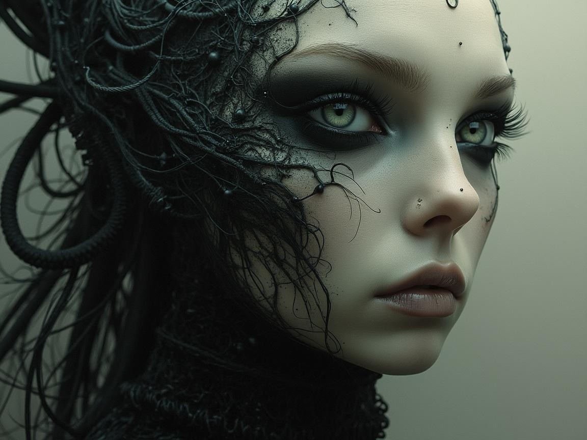 Close-up of a female figure with futuristic features
