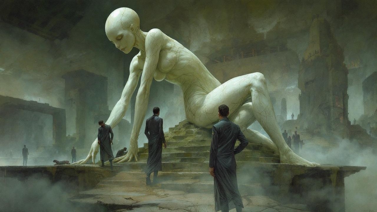 Surreal Landscape with Colossal Ethereal Figure