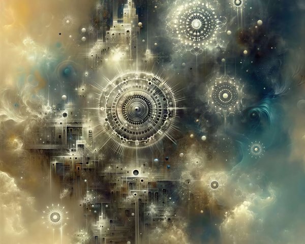 Intricate Abstract Composition with Celestial Elements